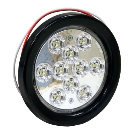 Buyers Products 4 Inch Clear Round Backup Light Kit With 10 LEDs (PL-2 Connection, Includes Grommet and Plug) 5624310